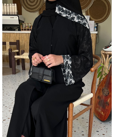 عباية 00178 عباية اسود بكم مفتوح