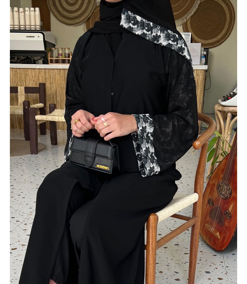 عباية 00178 عباية اسود بكم مفتوح