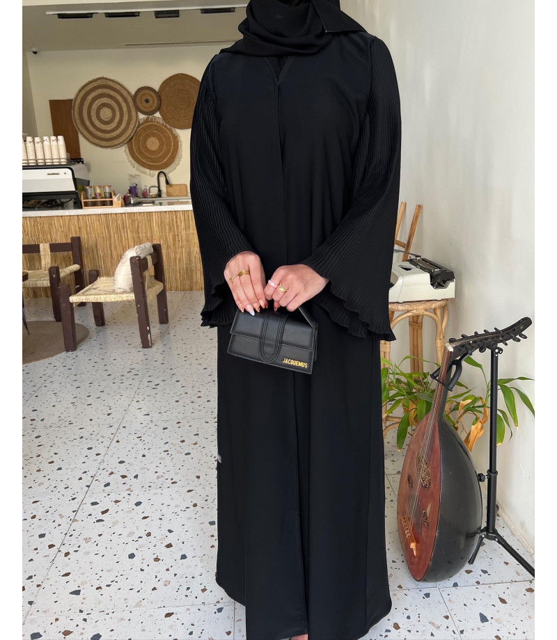 عباية 00179 عباية قصة عادية بأكمام بليسيه