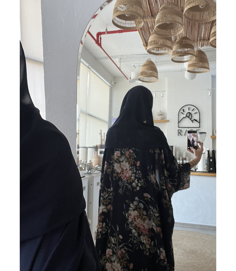 عباية 00280 عباية واسعة دبل شيفون بقصة نص بشت