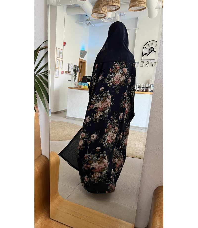 عباية 00280 عباية واسعة دبل شيفون بقصة نص بشت