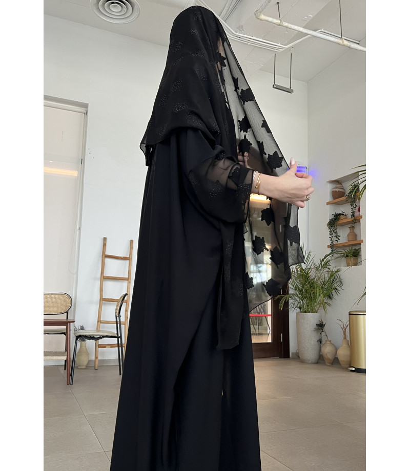 عباية 00326 نص بشت بخامة كريب على حرير صيفي