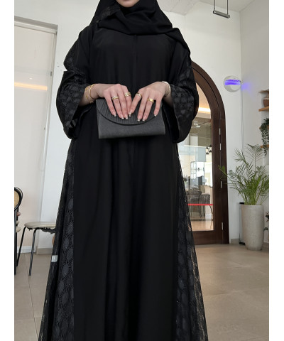 عباية 00389 ناعمة مع تدخيلة الدانتيل الأسود