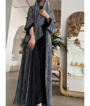 عباية 00392 أنيقة بقماش دبل شيفون ياباني