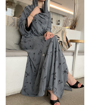 عباية 00392 أنيقة بقماش دبل شيفون ياباني