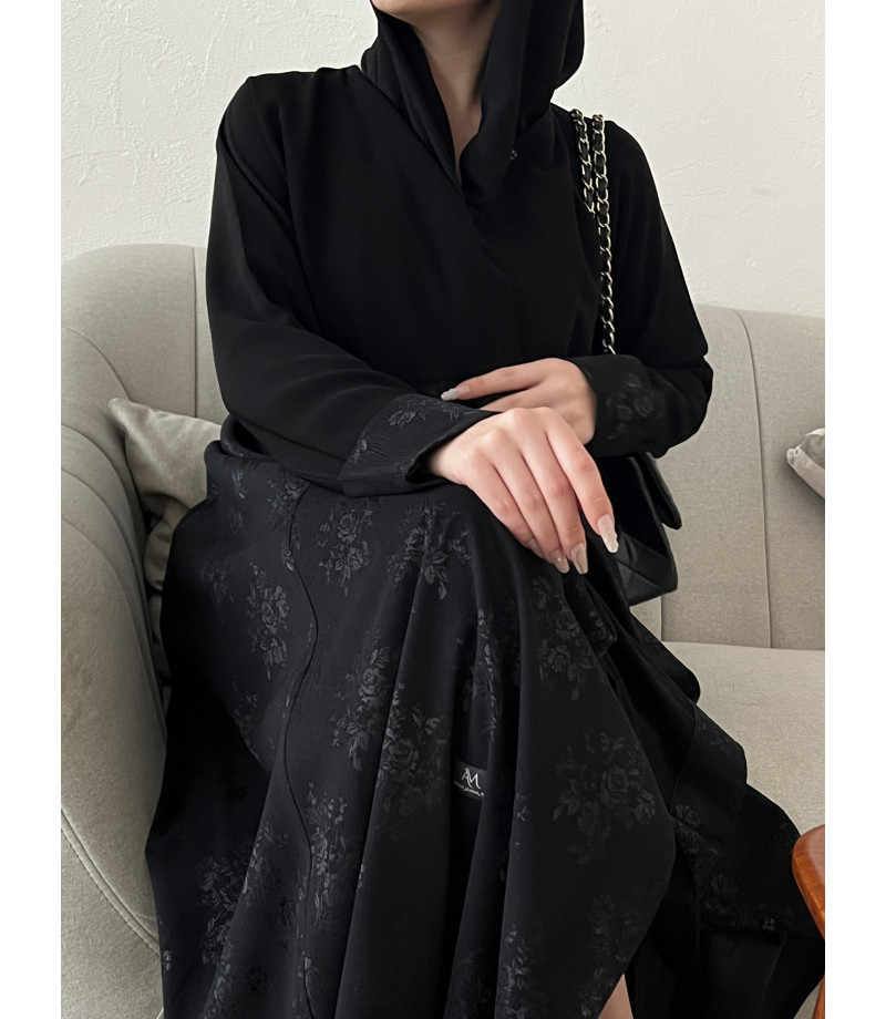 عباية 00406 راقية بخامة شموة مشجرة بالأسود