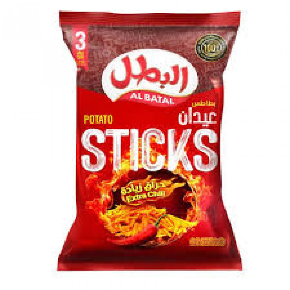 بطاطس البطل عيدان فلفل حار 80 جرام بطاطس البطل عيدان فلفل حار 80 جرام