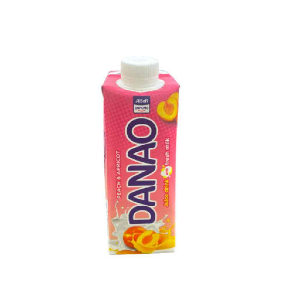 مشروب عصير  داناو بالخوخ والمشمش مع الحليب الطازج