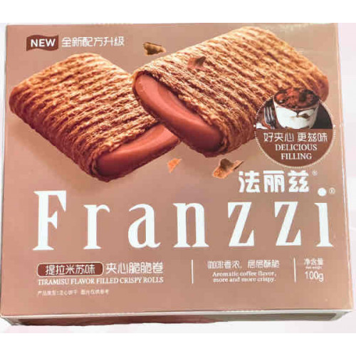 لفائف كرسبي فزانزي بحشوة التراميسو_مستورد_١00جرام