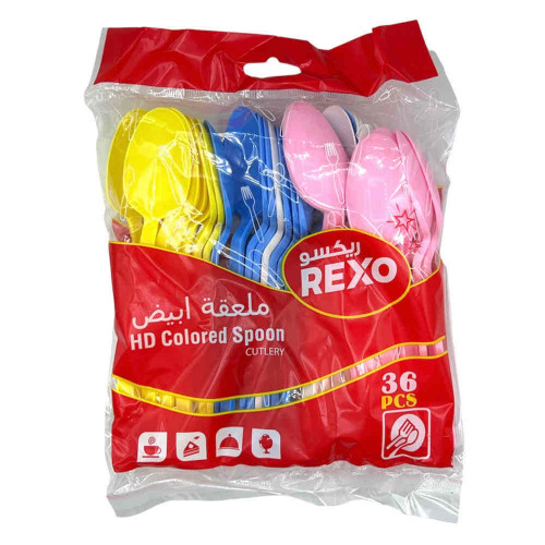 ملاعق بلاستيك ملونه من ريكسو 36pcs