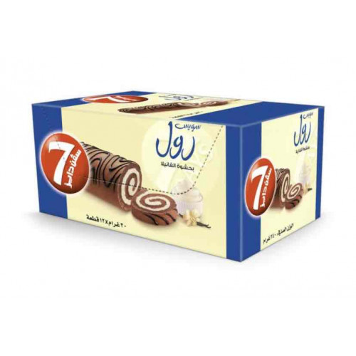 كرتون كيك رول سفن دايز بحشوة الفانيلا 20 جم*12