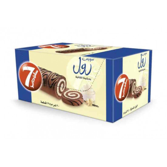 كرتون كيك رول سفن دايز بحشوة الفانيلا 20 جم*12