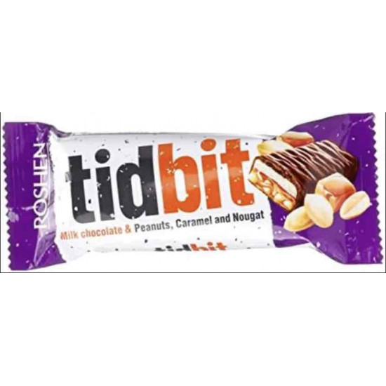 روشن تيدبيت شوكولاتة بالحليب بحشوة النوجا والكراميل مع الفول السوداني _50جرام