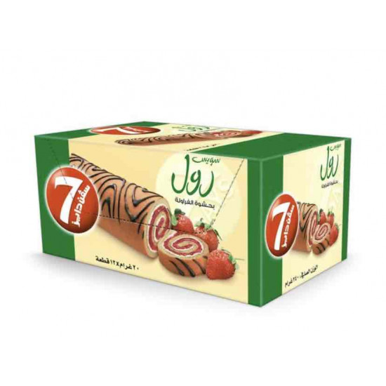 كرتون كيك رول سفن دايز فراولة 20 جم*12 