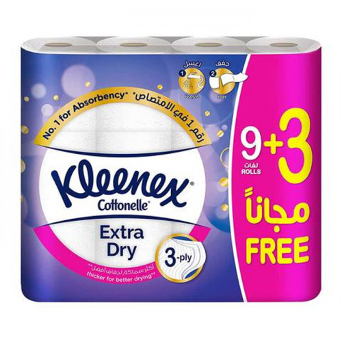 مناديل حمام كلينكس إكسترا دراي 9+3 رول × 160 ورق