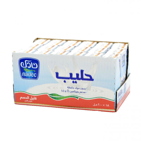 كرتون حليب نادك طويل الأجل قليل الدسم 200 مل  