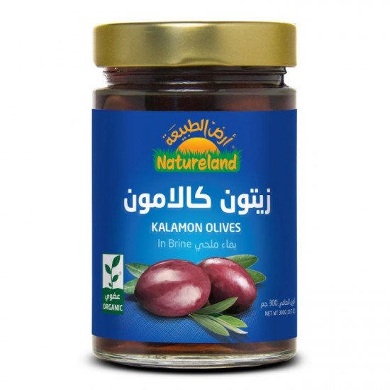 زيتون كالامون بماء ملحي عضوي أرض الطبيعه 300 جم زيتون كالامون بماء ملحي عضوي أرض الطبيعه 300 جم