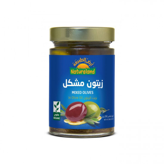 زيتون مشكل بزيت الزيتون عضوي أرض الطبيعه 280 جم