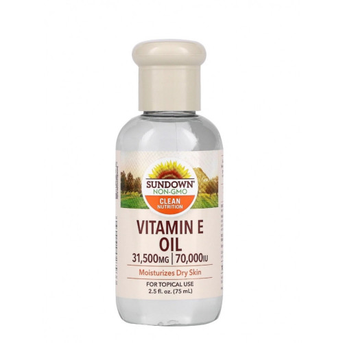 Sundown Pure Vitamin E Oil 70,000 IU – Ultra-Moisturizing Vegan Formula for Skin Care – 75ml