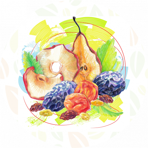 حلقوم وفواكة مجففه