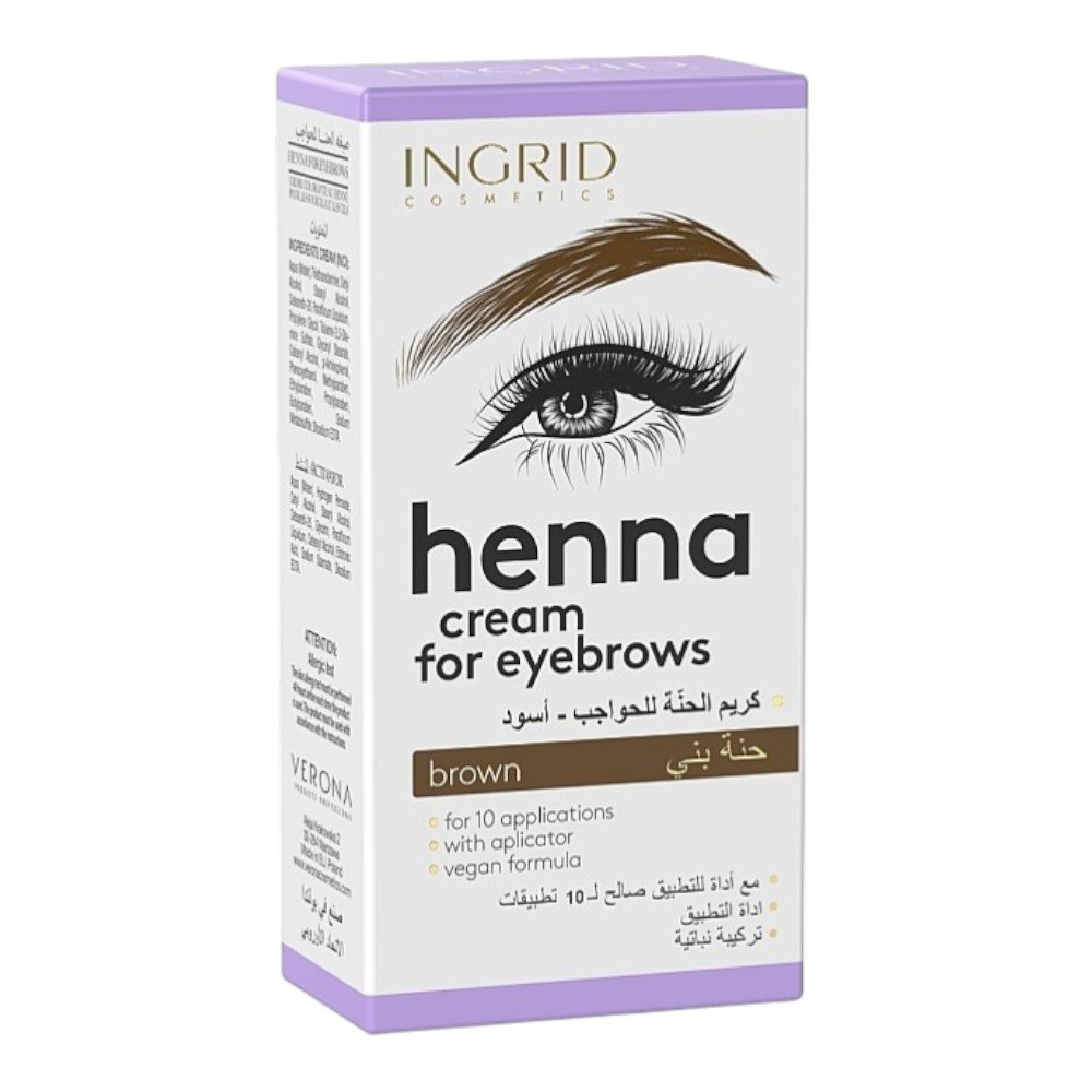 كريم الحناء للحواجب من إنغريد - بني طبيعي (حجم 15 مل + 15 مل) - INGRID Henna Cream for Eyebrows