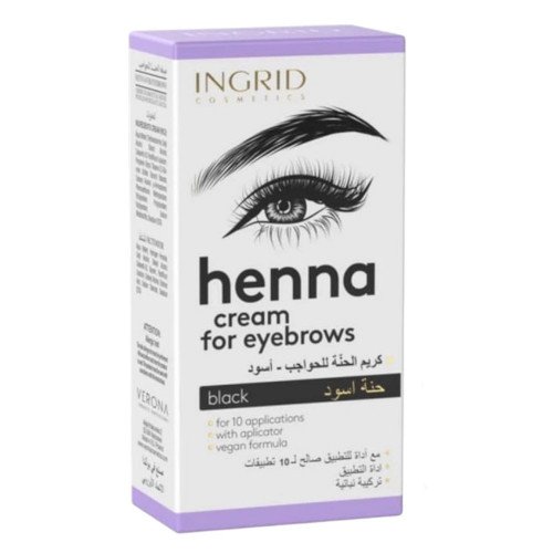 كريم الحناء للحواجب من إنغريد - أسود (حجم 15 مل + 15 مل) - INGRID Henna Cream for Eyebrows