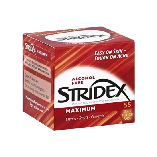 قطن ستريديكس (Stridex) لعلاج حب الشباب - قوة قصوى - 55 قطعة قطن ستريديكس (Stridex) لعلاج حب الشباب - قوة قصوى - 55 قطعة