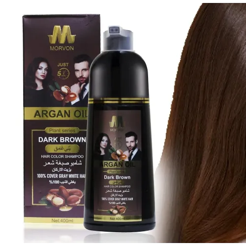 شامبو صبغة شعر مورفون Morvon بزيت الأركان – بني طبيعي – 400 مل