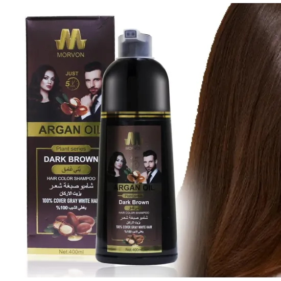 شامبو صبغة شعر مورفون Morvon بزيت الأركان – بني طبيعي – 400 مل