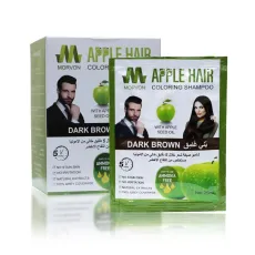 شامبو صبغة شعر بني غامق (أظرف) بزيت بذور التفاح من مورفون Morvon – كرتون أظرف × 25 مل