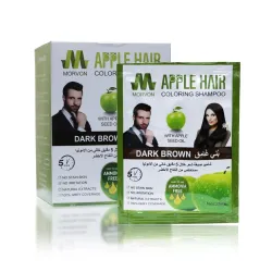 شامبو صبغة شعر بني غامق (أظرف) بزيت بذور التفاح من مورفون Morvon – كرتون 10 أظرف × 25 مل
