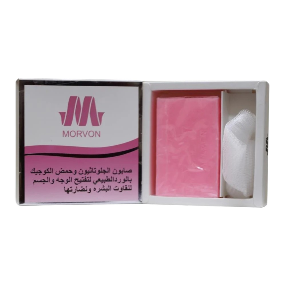 صابون مورفون Morvon الفعّال بالجلوتاثيون وحمض الكوجيك بالورد الطبيعي لتفتيح ونضارة البشرة – 150 جرام صابون مورفون Morvon الفعّال بالجلوتاثيون وحمض الكوجيك بالورد الطبيعي لتفتيح ونضارة البشرة – 150 جرام