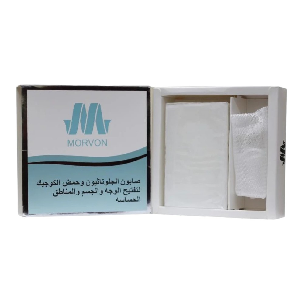 صابون مورفون Morvon الفعّال بالجلوتاثيون وحمض الكوجيك لتفتيح الوجه والجسم والمناطق الحساسة – 150 جرام صابون مورفون Morvon الفعّال بالجلوتاثيون وحمض الكوجيك لتفتيح الوجه والجسم والمناطق الحساسة – 150 جرام