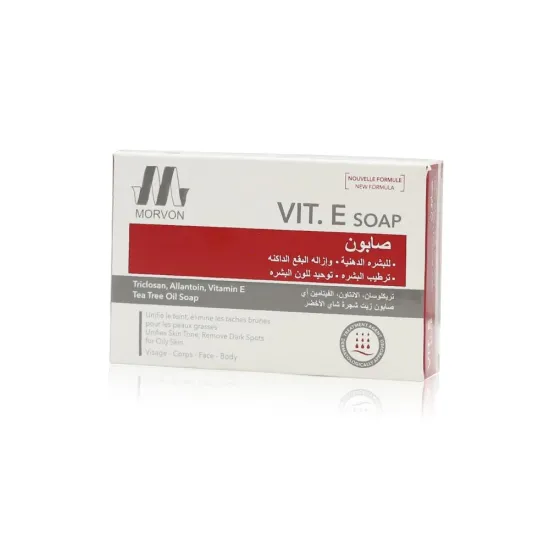 صابون مورفون Morvon الفعّال بفيتامين E وزيت شجرة الشاي للبشرة الدهنية والمعرضة لحب الشباب – 125 جرام صابون مورفون Morvon الفعّال بفيتامين E وزيت شجرة الشاي للبشرة الدهنية والمعرضة لحب الشباب – 125 جرام