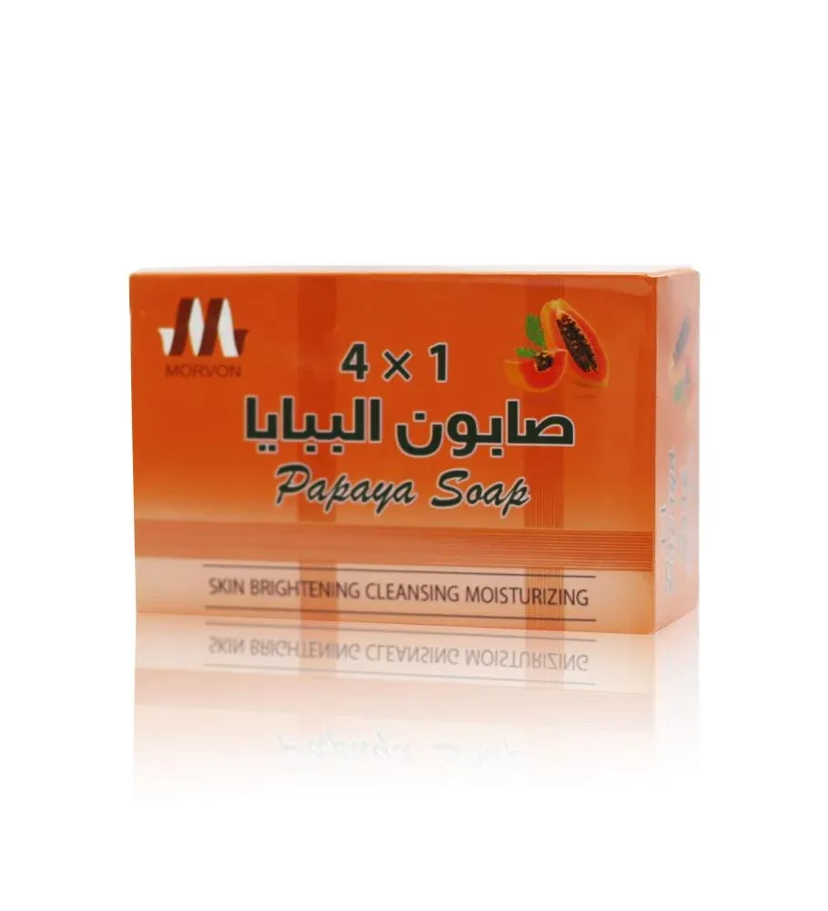 صابون البابايا العشبي المطوّر من مورفون Morvon (1x4) لتفتيح وحماية البشرة – 135 جرام صابون البابايا العشبي المطوّر من مورفون Morvon (1x4) لتفتيح وحماية البشرة – 135 جرام