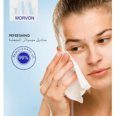مناديل ميسيلار المنعشة مورفون Morvon بالحليب والكولاجين لإزالة المكياج (للبشرة الجافة) – 25 منديل