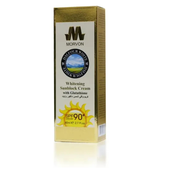 كريم واقي الشمس دالفور وايت من مورفون Morvon المطور (SPF90) – 80 مل كريم واقي الشمس دالفور وايت من مورفون Morvon المطور (SPF90) – 80 مل
