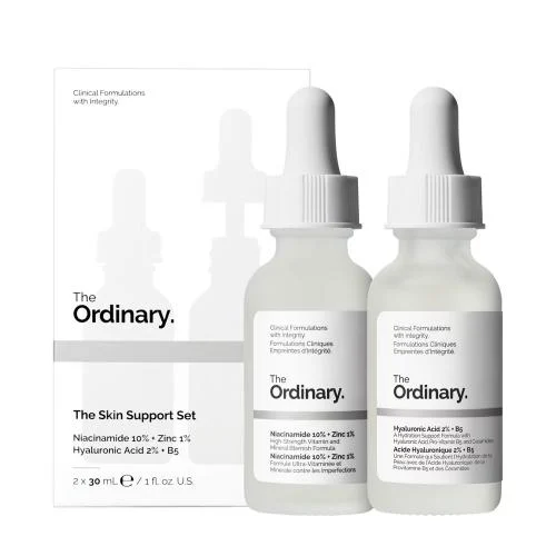 مجموعة الدعم والعناية بالبشرة الثنائية المتكاملة  من ذا أورديناري The Ordinary (نياسيناميد 10% + زينك 1% & حمض الهيالورونيك 2% + B5) – 30 x 2 مل