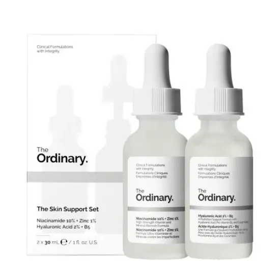 مجموعة الدعم والعناية بالبشرة الثنائية المتكاملة  من ذا أورديناري The Ordinary (نياسيناميد 10% + زينك 1% & حمض الهيالورونيك 2% + B5) – 30 x 2 مل