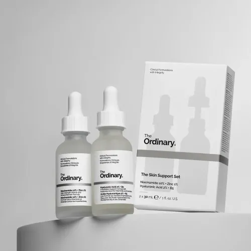 مجموعة الدعم والعناية بالبشرة الثنائية المتكاملة  من ذا أورديناري The Ordinary (نياسيناميد 10% + زينك 1% & حمض الهيالورونيك 2% + B5) – 30 x 2 مل