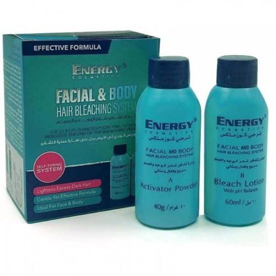 نظام إنيرجي المتكامل Energy Cosmetics لتشقير شعر الوجه والجسم – (لوشن 60 مل + مسحوق 40 جرام) نظام إنيرجي المتكامل Energy Cosmetics لتشقير شعر الوجه والجسم – (لوشن 60 مل + مسحوق 40 جرام)