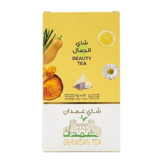 شاي غمدان GHAMDAN BEAUTY TEA شاي الجمال – 20 كيس هرمي شاي غمدان GHAMDAN BEAUTY TEA شاي الجمال – 20 كيس هرمي