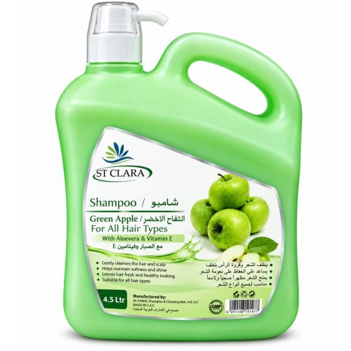 ST CLARA Green Apple Shampoo with Aloe Vera & Vitamin E for All Hair Types 4.5 L