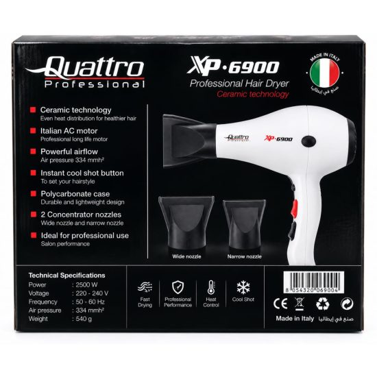 Quattro Professional XP-6900 Professional Hair Dryer 2500W Quattro Professional XP-6900 Professional Hair Dryer 2500W