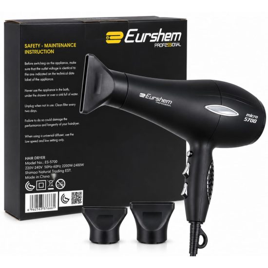 مجفف شعر احترافي يورشيم Eurschem ES-5700 بقوة 2200–2400 واط