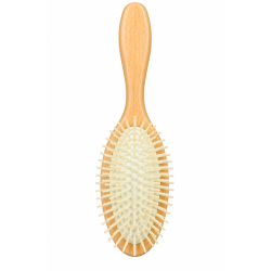 Oval Wooden Hair Brush with White Bristles