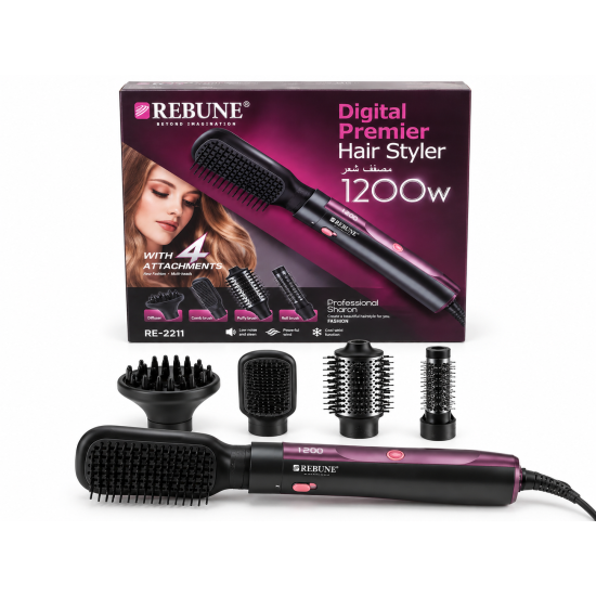 REBUNE RE-2211 Digital Premier Hair Styler 1200W with 4 Attachments REBUNE RE-2211 Digital Premier Hair Styler 1200W with 4 Attachments
