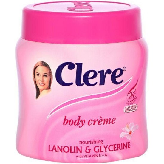 كريم مرطب للجسم باللانولين والجلسرين مع فيتامين E و A من كلير - 500 مل
