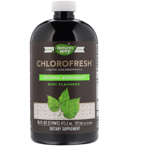 ناتشرز واي Chlorofresh كلوروفيل سائل بنكهة النعناع 132ملجم 16 أونصة سائلة (473.2 مل)