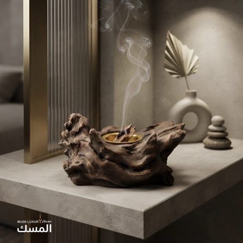 مبخرة جذع خشب العود الفاخرة — بني داكن | معطار المسك مبخرة جذع خشب العود الفاخرة — بني داكن | معطار المسك